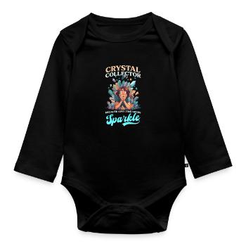 Crystal Collector, weil das Erwachsenwerden Glanz braucht - Baby Bio-Langarm-Body - Schwarz - Vorne