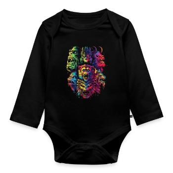 Cryptozoologie Conspiration cryptide Pop Art - Body Bébé bio manches longues - noir - Devant