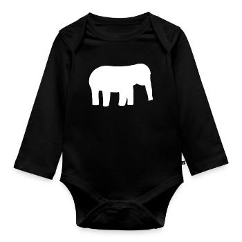 Éléphant Bébé Symbole Animal - Body Bébé bio manches longues - noir - Devant