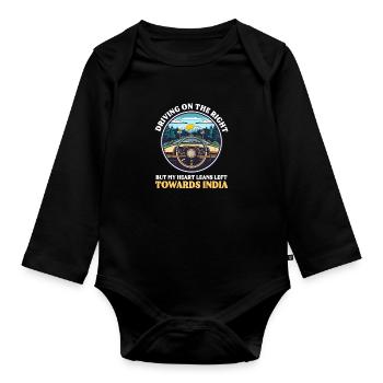 Amérindien Conduite Cœur Droit Penche Gauche Ind - Body Bébé bio manches longues - noir - Devant