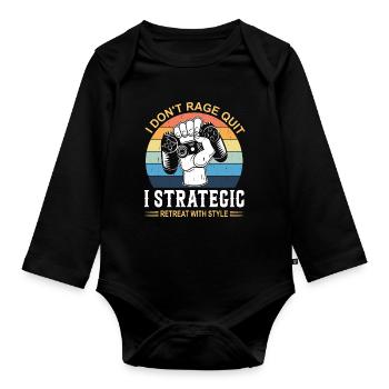 Ich gebe nicht auf, ich ziehe mich mit Stil strategisch zurück. - Baby Bio-Langarm-Body - Schwarz - Vorne