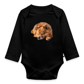 Finnish Spitz - Baby Bio-Langarm-Body - Schwarz - Vorne