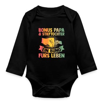Onkel & Nichte Familie Onkel Geschenk - Baby Bio-Langarm-Body - Schwarz - Vorne