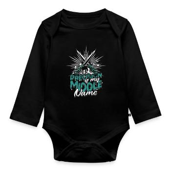 Knife Throw Precision Is My Middle Name - Organic Longsleeve Baby Bodysuit - black - Front