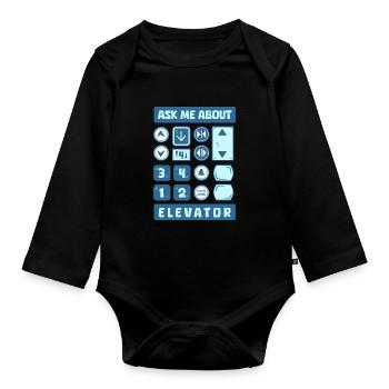 Elevator Elevator - Organic Longsleeve Baby Bodysuit - black - Front