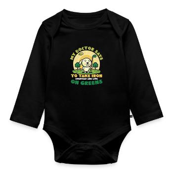 Golfen Nehmen Sie Eisen auf Greens - Baby Bio-Langarm-Body - Schwarz - Vorne