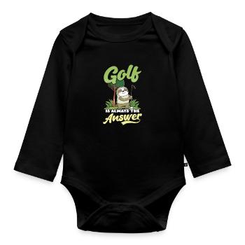 Golfen Golf Antwort - Baby Bio-Langarm-Body - Schwarz - Vorne