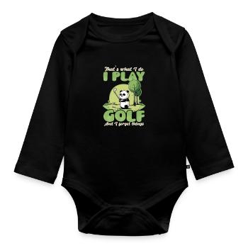 Golfen Golf spielen Dinge vergessen - Baby Bio-Langarm-Body - Schwarz - Vorne