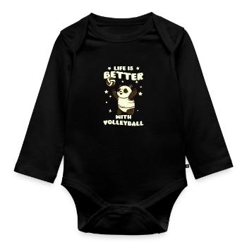 Volleyballspieler besser mit Volleyball - Baby Bio-Langarm-Body - Schwarz - Vorne