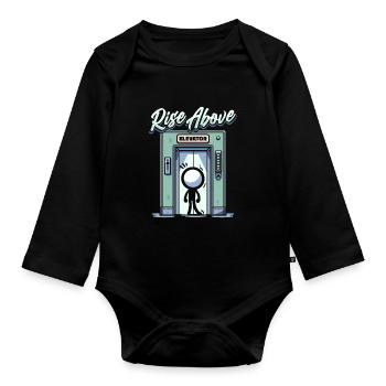 Fahrstuhl Aufzug - Baby Bio-Langarm-Body - Schwarz - Vorne