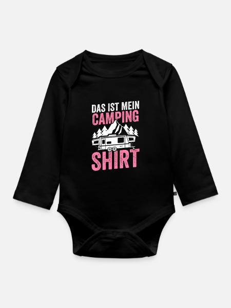 Camping Camper Campen Geschenk - Baby Bio-Langarm-Body - Schwarz