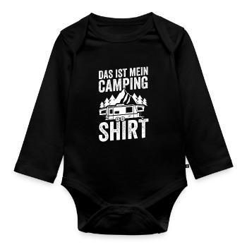 Camping Camper Campingplatz Geschenk - Baby Bio-Langarm-Body - Schwarz - Vorne