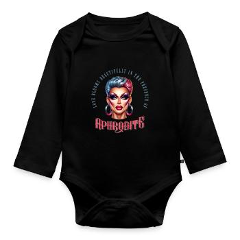 Pride LGBTQ Drag Queen Aphrodite Elegance - Organic Longsleeve Baby Bodysuit - black - Front