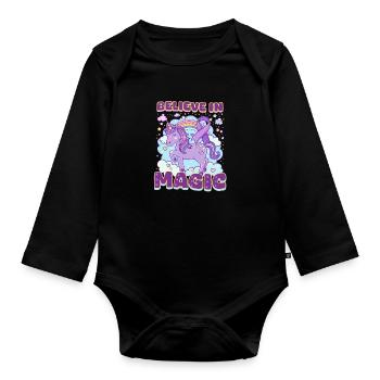 Cystic Fibrosis Believe in Magic - Organic Longsleeve Baby Bodysuit - black - Front