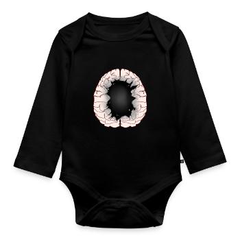 Gehirn Idiot Idioten Hirn Gehirne Intelligenz - Baby Bio-Langarm-Body - Schwarz - Vorne