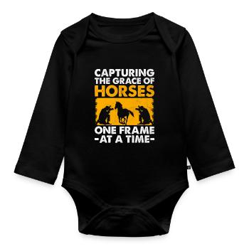 Horse Photography Horseback Riding Horses Hobby Ph - Organic Longsleeve Baby Bodysuit - black - Front