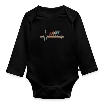 Wakeboard Wakeboarder Ekg Heartbeat - Body Bébé bio manches longues - noir - Devant