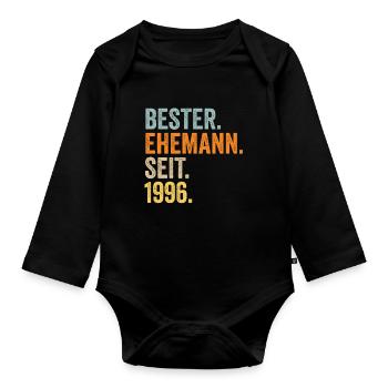 Valentine's Day Best Husband Since 1996 - Organic Longsleeve Baby Bodysuit - black - Front