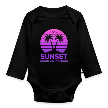 Sunset in Vietnam Urlaub Palmen Natur - Baby Bio-Langarm-Body - Schwarz - Vorne