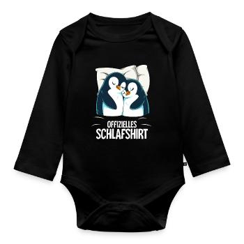 Official Penguin Sleep Shirt - Organic Longsleeve Baby Bodysuit - black - Front