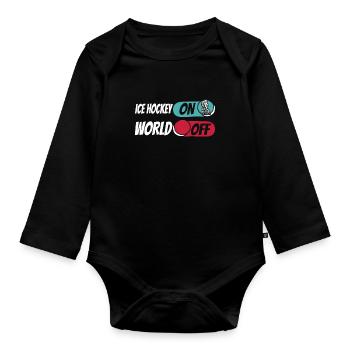 Eishockey Ice Hockey On World Off - Organic Longsleeve Baby Bodysuit - black - Front