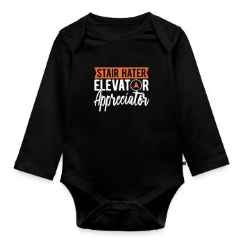 Elevator Elevator - Organic Longsleeve Baby Bodysuit - black - Front