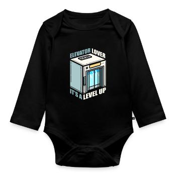 Fahrstuhl Aufzug - Baby Bio-Langarm-Body - Schwarz - Vorne