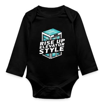 Fahrstuhl Aufzug - Baby Bio-Langarm-Body - Schwarz - Vorne
