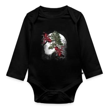 Drache Drachen Fabel Mittelalter Märchen Myth - Baby Bio-Langarm-Body - Schwarz - Vorne