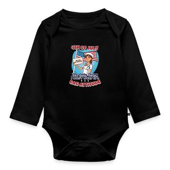 Patriotic Nurse Won't Treat Bad Attitude - Organic Longsleeve Baby Bodysuit - black - Front