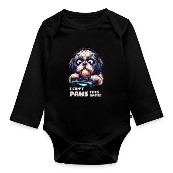 Design cool pour le Shih Tzu et les jeux vidéo - Body Bébé bio manches longues - noir - Devant