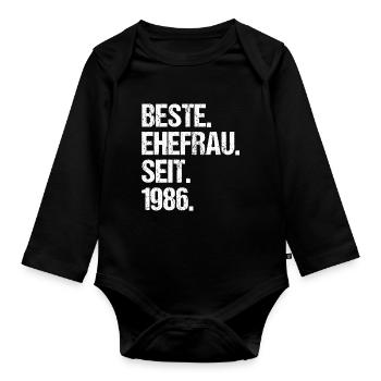 Valentinstag Beste Ehefrau Seit 1986 - Baby Bio-Langarm-Body - Schwarz - Vorne