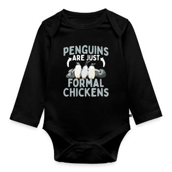 Pinguine sind nur formale Hühner Pinguine formale - Baby Bio-Langarm-Body - Schwarz - Vorne
