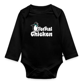 Funny Meme Penguin Lover Formal Chicken Illust - Organic Longsleeve Baby Bodysuit - black - Front