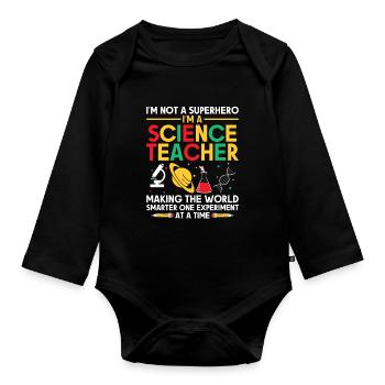 Professeur de sciences Professeur d’école Biologie Chimie P - Body Bébé bio manches longues - noir - Devant