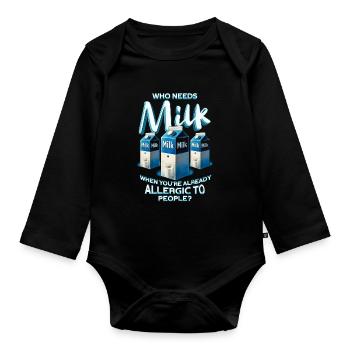 Allergie au lait qui a besoin de lait - Body Bébé bio manches longues - noir - Devant