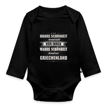 True beauty comes from Greece Design - Organic Longsleeve Baby Bodysuit - black - Front