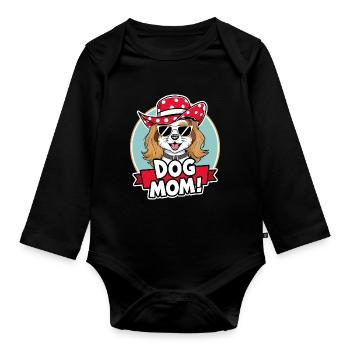 Chien mignon avec chapeau et lunettes de soleil amoureux des chiens - Body Bébé bio manches longues - noir - Devant