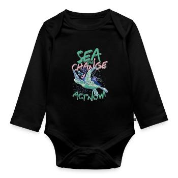 Turtle Sea : Le changement, agissez maintenant - Body Bébé bio manches longues - noir - Devant