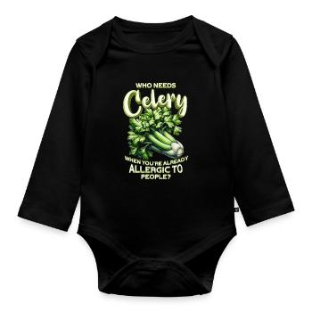 Allergie au céleri qui a besoin de céleri - Body Bébé bio manches longues - noir - Devant