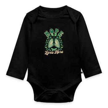 Lung Transplant Hope Lives Here - Organic Longsleeve Baby Bodysuit - black - Front
