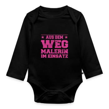 Out of the Way Painter in Action Design - Organic Longsleeve Baby Bodysuit - black - Front