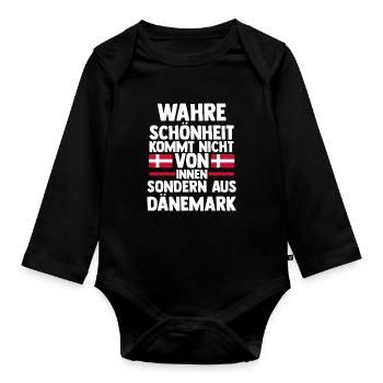 Danes Danish Denmark - Organic Longsleeve Baby Bodysuit - black - Front