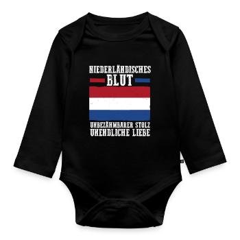 Netherlands Netherlands Holland - Organic Longsleeve Baby Bodysuit - black - Front