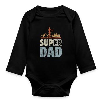 Super Dad - SUP Stand up paddling - Organic Longsleeve Baby Bodysuit - black - Front