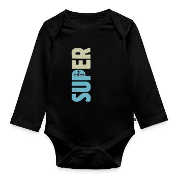 SUPER, Stand up paddling, SUP - Organic Longsleeve Baby Bodysuit - black - Front