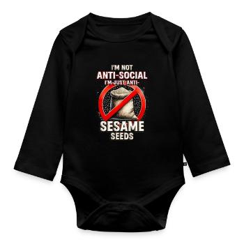 Kapselfrüchteallergie I'm Just Anti Sesame Seeds - Baby Bio-Langarm-Body - Schwarz - Vorne