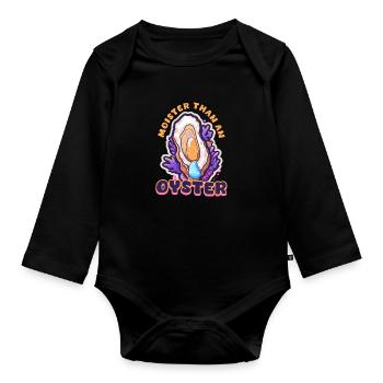 Auster feuchter als eine Auster - Baby Bio-Langarm-Body - Schwarz - Vorne