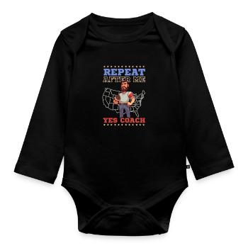 4th Of July Football Coach Repeat Yes Coach - Organic Longsleeve Baby Bodysuit - black - Front