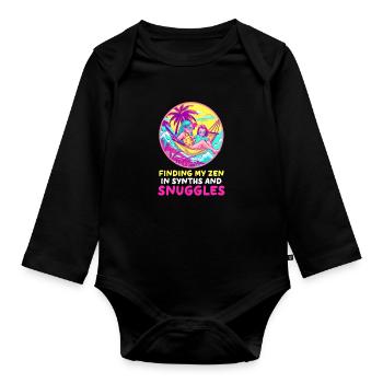EDM Rave Mom Finding My Zen in Synths and Snuggles - Organic Longsleeve Baby Bodysuit - black - Front